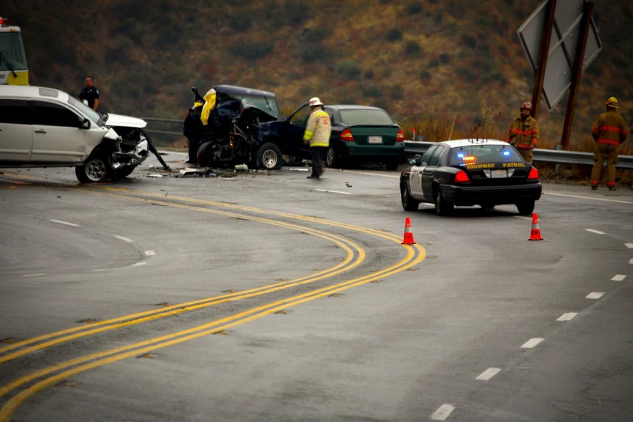 car accident in mountain highway